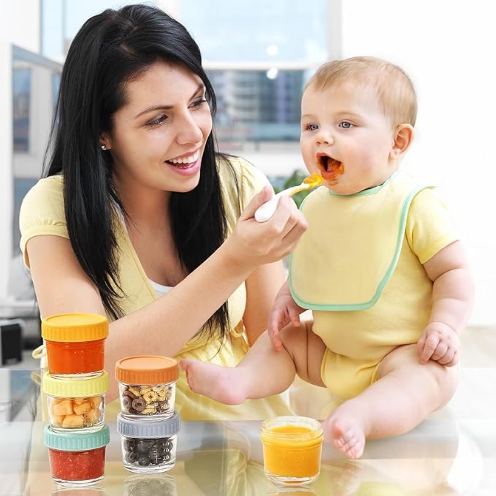 Baby Food Jars With Lids - 6 adet cam bebek maması kavanozu