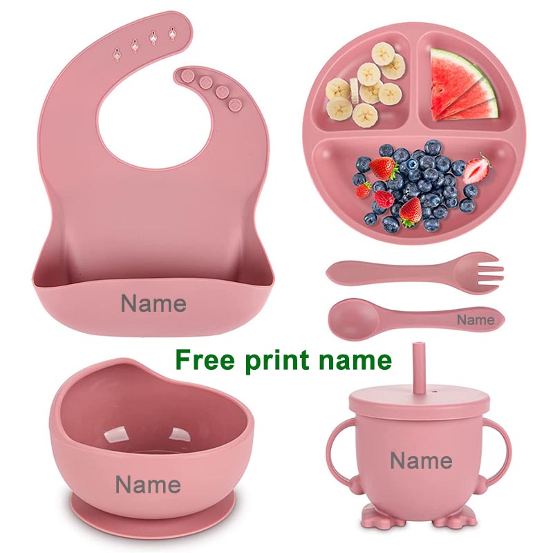 Baby Food Menu - Kişiselleştirilmiş adı bebek besleme setleri silikon